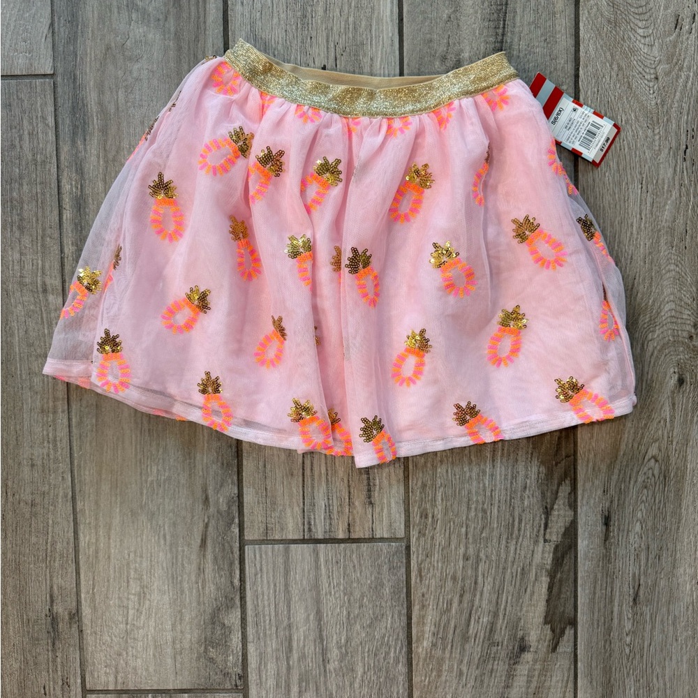 Pink Pineapple  Skirt with Gold Waistband